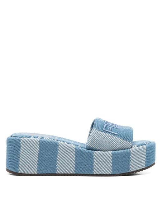 Fendi Blue Sunshine Flatform Sandals