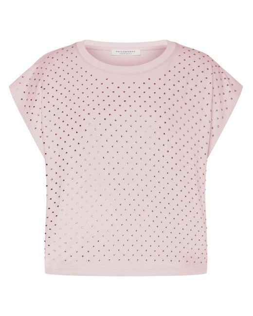T-shirt con strass di Philosophy Di Lorenzo Serafini in Pink