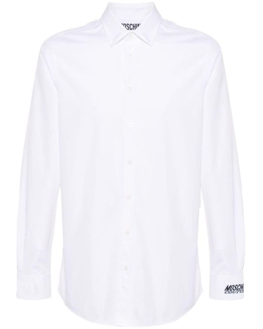 Chemise en coton à logo brodé Moschino pour homme en coloris White