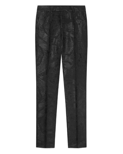 Versace Black Embossed Floral Trousers for men