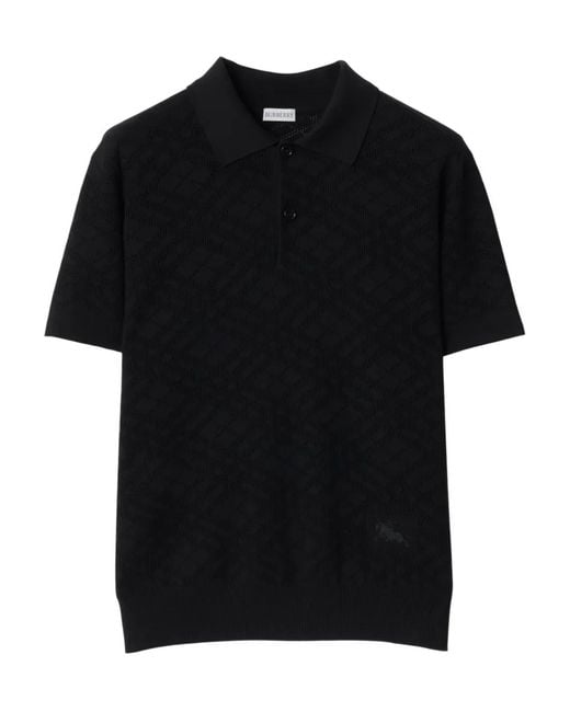 Burberry Black Knitted Polo Shirt for men