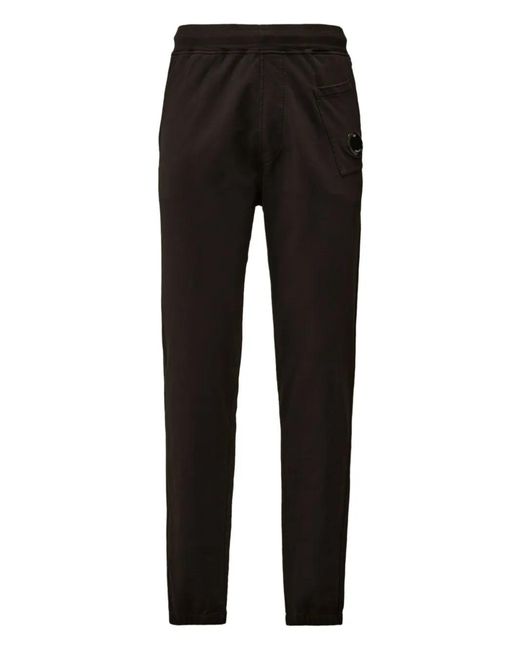 C P Company Black Patch-Pocket Track Pants for men