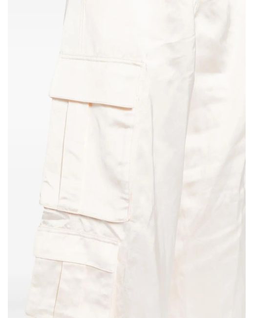 Self-Portrait White High-Waisted Straight-Leg Cargo Trousers