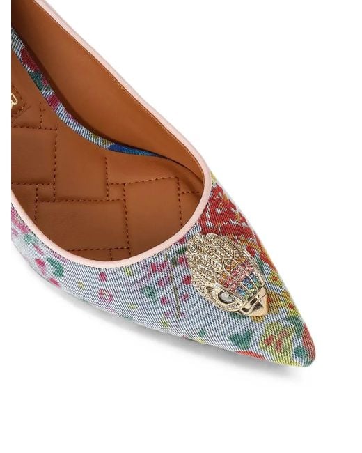 Kurt Geiger Blue Floral-Print Crystal-Embellished Pumps