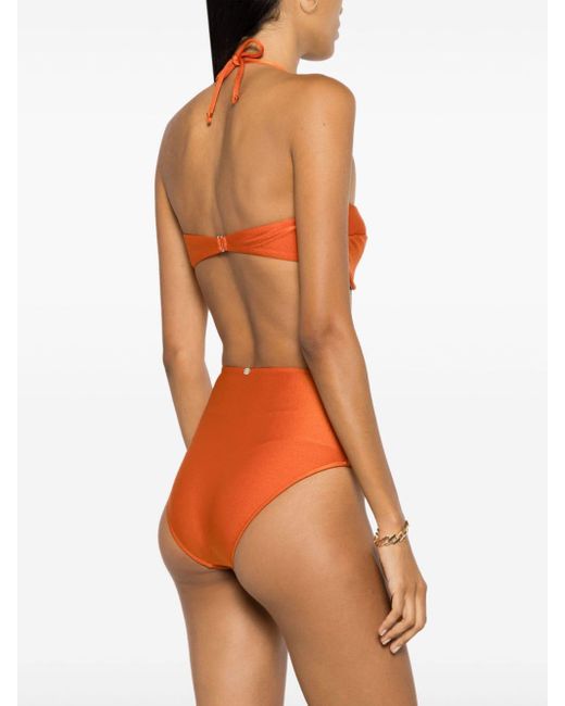 Adriana Degreas Orange Logo-charm Cut-out Swimsuit