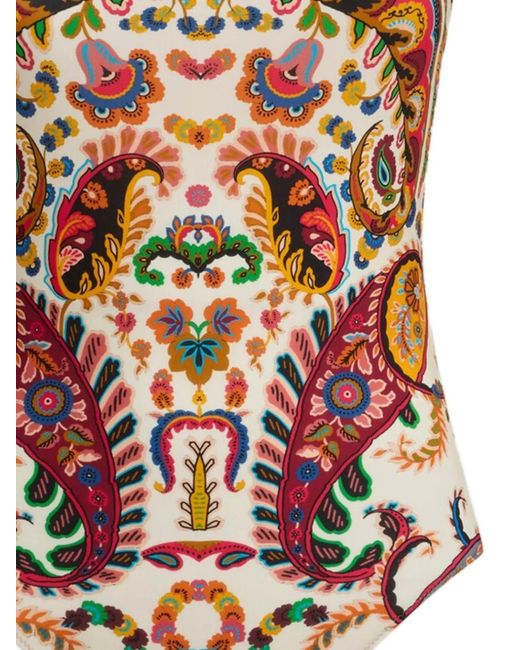 Etro Multicolored One-Piece Swimsuit With All-Over Floral Paisley Pattern