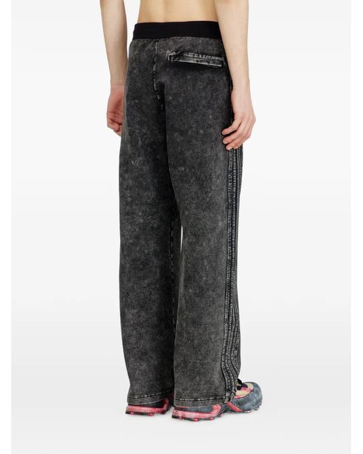 DIESEL Black Denim-Look Sweatpants With Side Bands for men