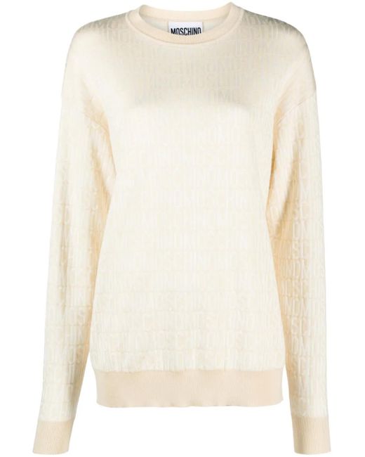 Moschino White Logo-Print Sweater