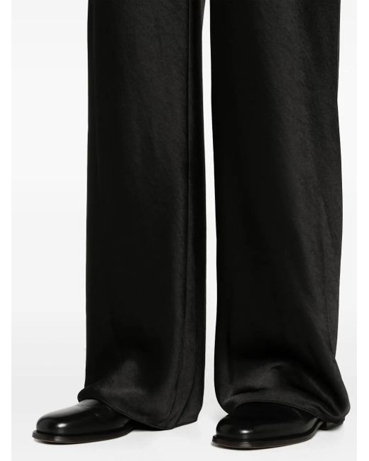 Vince Black Straight-Leg Satin Trousers