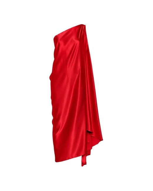 Stephan Janson Red Robe Longue Drapée À Une Épaule