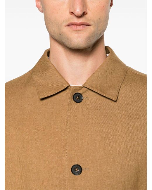 Zegna Brown Linen Blend Shirt Jacket for men