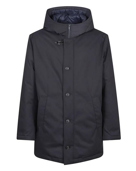 Fay Blue Button-fastening Hooded Jacket for men