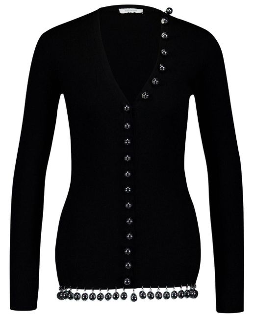 Rabanne Black Bead-embellished Wool Cardigan
