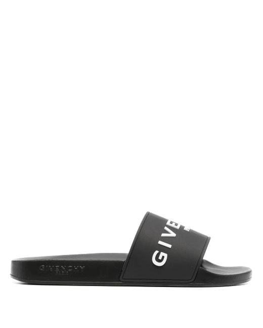 Givenchy Black Logo-print Pool Slides for men