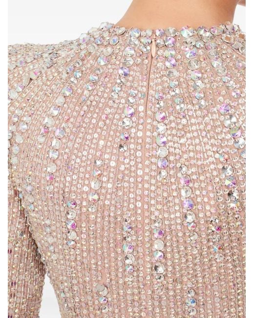 Jenny Packham Pink Rory Embellished Mock-Neck Maxi Dress