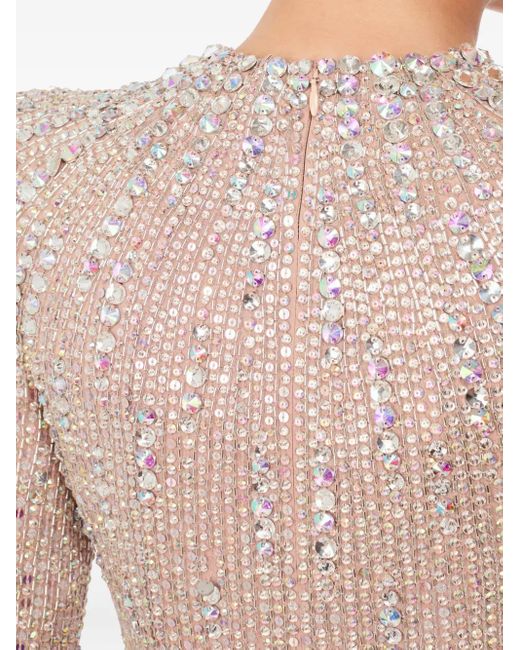 Jenny Packham Pink Rory Embellished Mock-Neck Maxi Dress