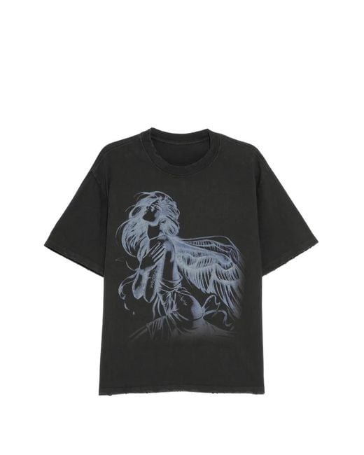 WARMAN Black Graphic-Print T-Shirt for men