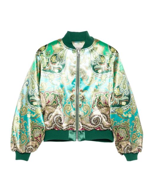 ALÉMAIS Green Clemenza Paisley Zip Jacket