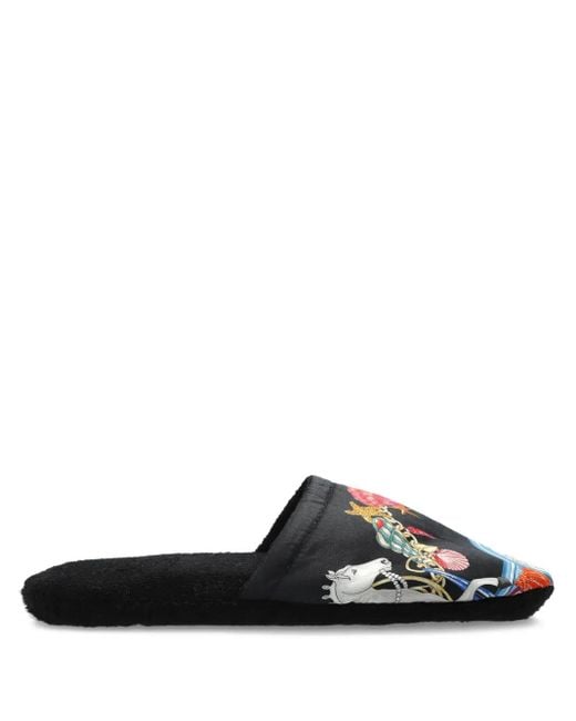 Versace Black Printed Slippers