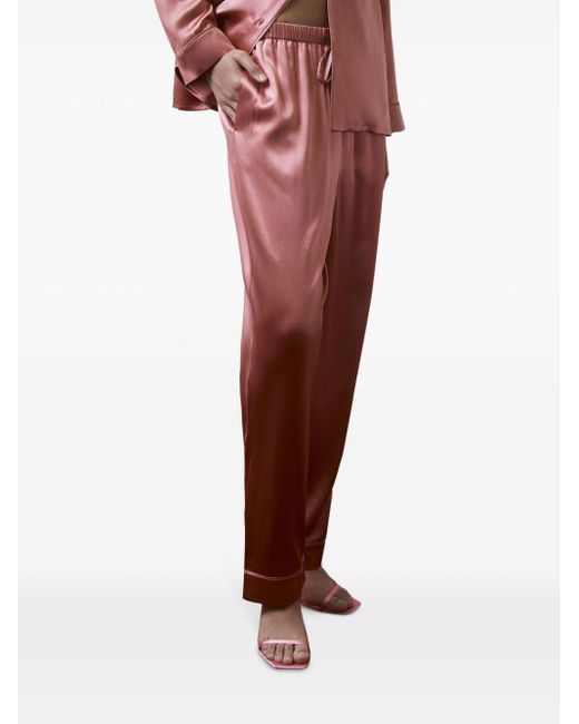 12 STOREEZ Red Long-sleeved Silk Pyjama Set