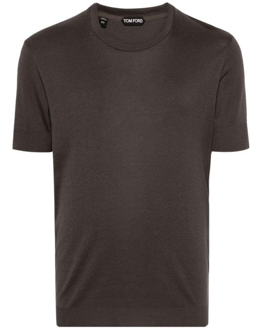 Tom Ford Black Velvet-stripes Jersey T-shirt for men