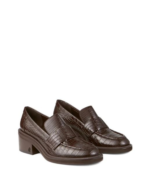 Jimmy Choo Brown Tylor 60 Leather Heeled Loafers
