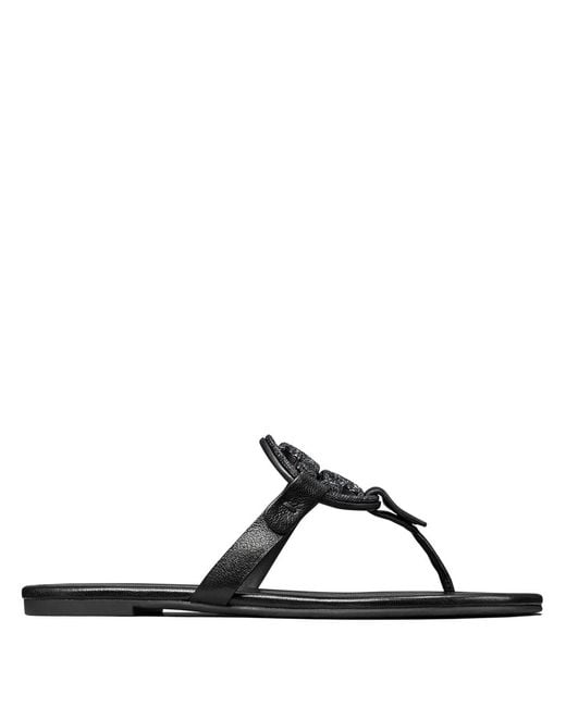 Tory Burch Black Miller Pavé Leather Flip-Flops
