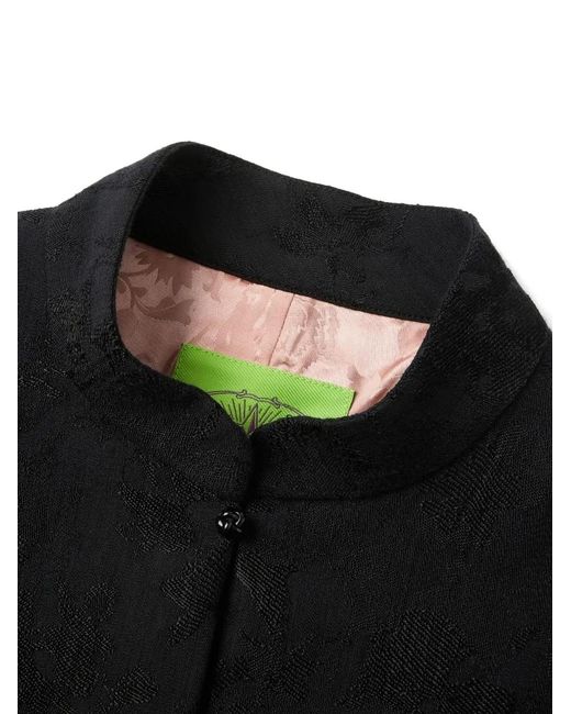 Shanghai Tang Black Jacquard Short Sleeve Jacket
