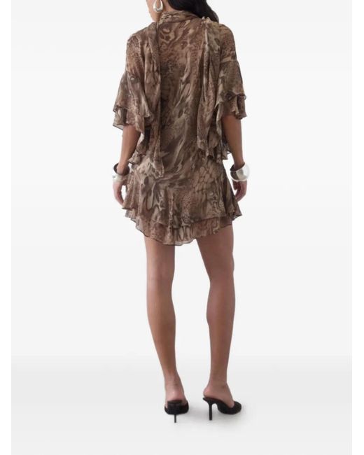 De La Vali Natural Sol Ruffled Mini Dress