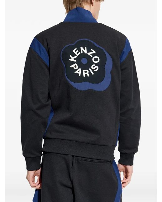 KENZO Blue Ligo-Appliqué Zipped Jacket for men