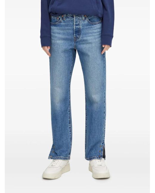Levi's Blue 501 Star-Stud Split Jeans