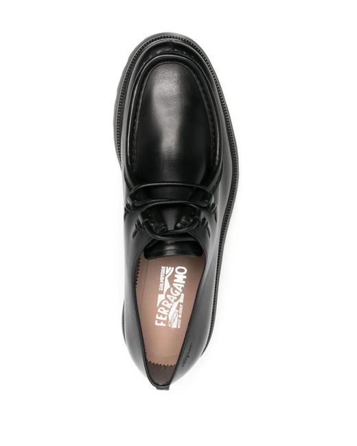 Ferragamo Black Leather Derby Shoes for men