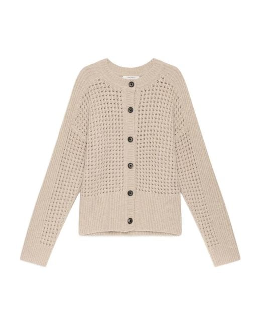 Maliparmi Natural Button-Front Open-Knit Cardigan
