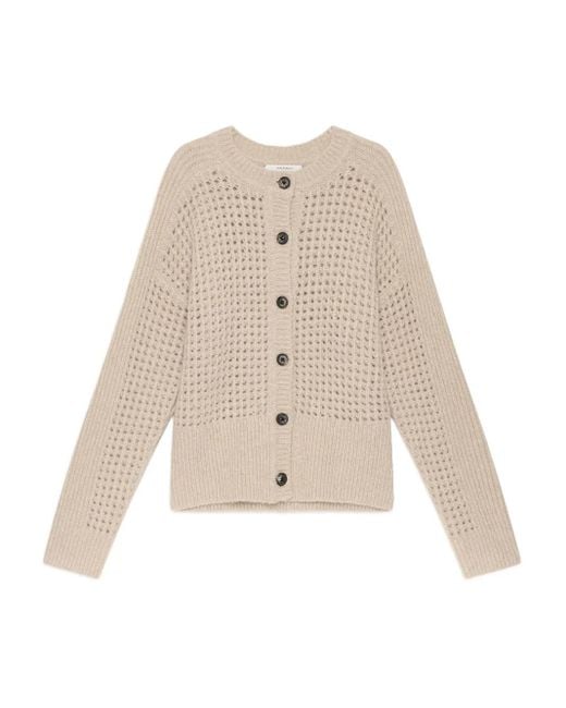 Maliparmi Natural Button-Front Open-Knit Cardigan