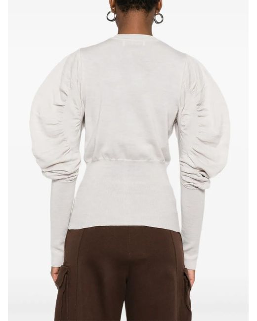 Vivienne Westwood White Puff-Sleeve Buttoned Cardigan