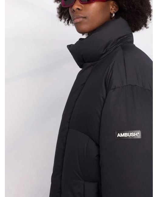 Ambush Black Logo-Patch Padded Coat