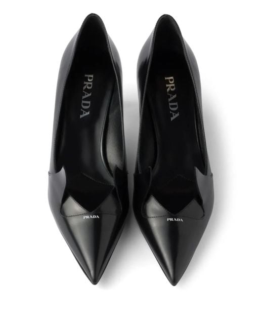 Prada Black 55Mm Two-Tone Brushed-Leather Pumps
