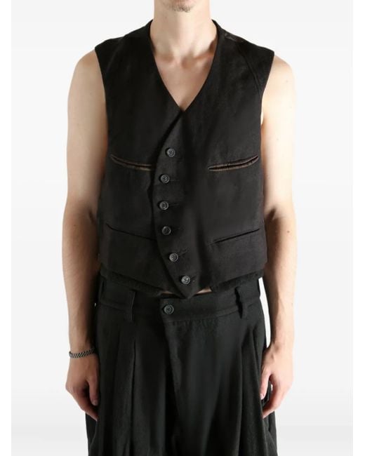 Chaleco De Lana Con Botones Ziggy Chen de hombre de color Black