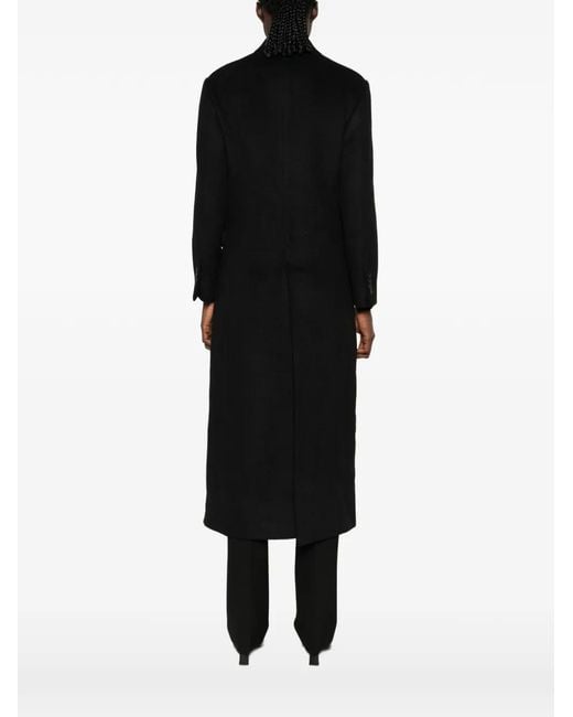 Eraldo Black Double-Breasted Peaked-Lapels Coat