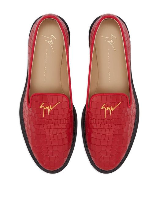 Giuseppe Zanotti Red Tim Logo-lettering Loafers