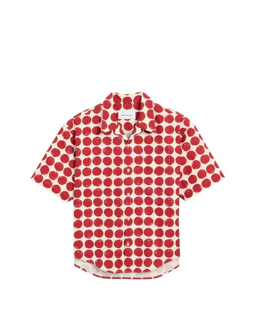 AMI Red Cotton Short Sleeves Boxy Fit Shirt for men