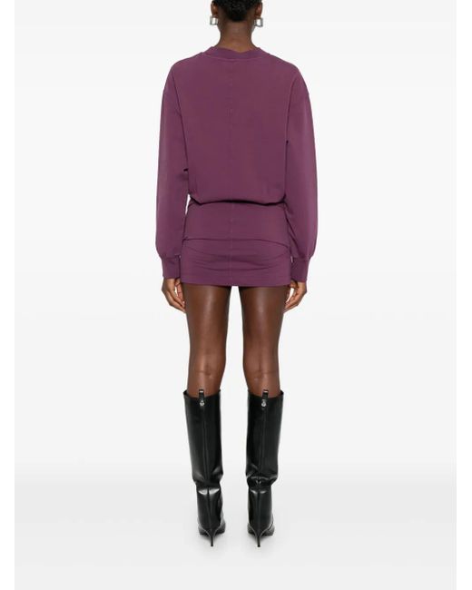 The Attico Purple Fitted Dress With Rubberised Logo Detail