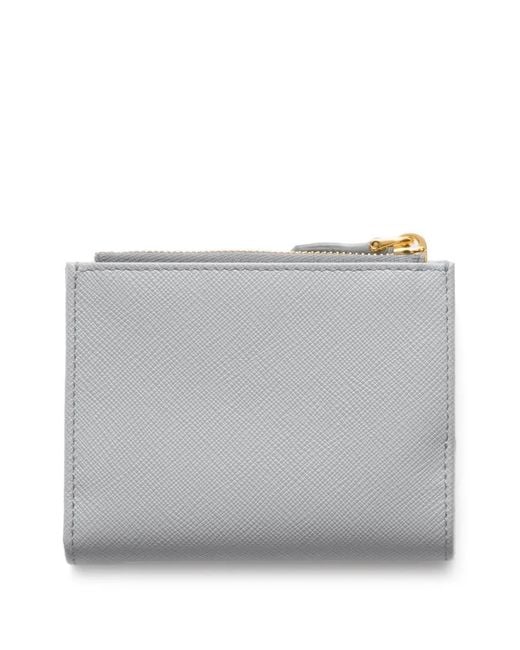 Prada Gray Small Logo-Plaque Wallet