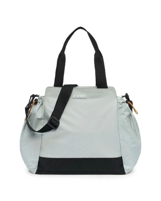 K-Way Gray Aisy Logo-Patch Tote Bag