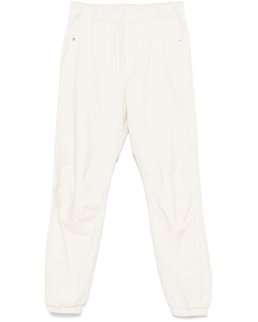 Stone Island White Elasticated-Ankle Trousers for men