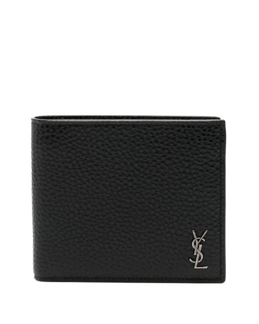 Saint Laurent Black Logo-plaque Leather Wallet for men