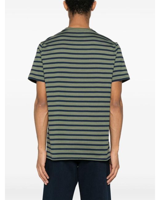 A.P.C. Green Emilien Striped Cotton T-shirt for men