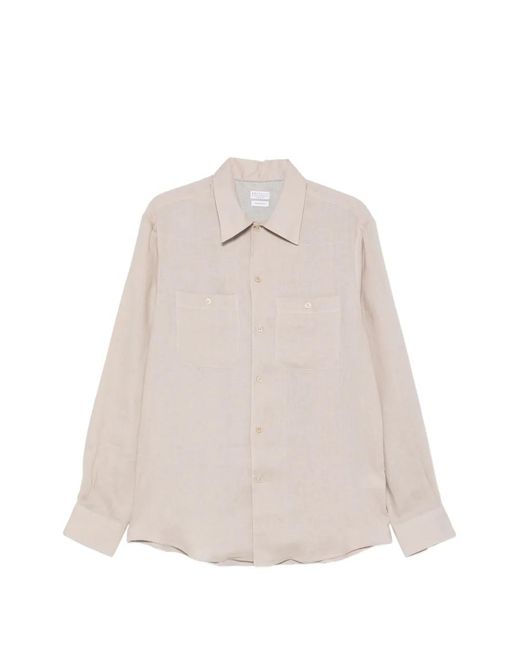 Brunello Cucinelli White Pocket Shirt for men