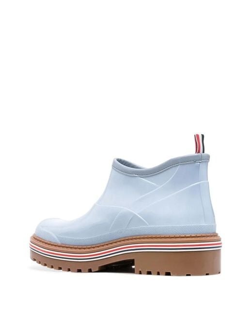 Thom Browne White Stripe-Trim Ankle Boots for men