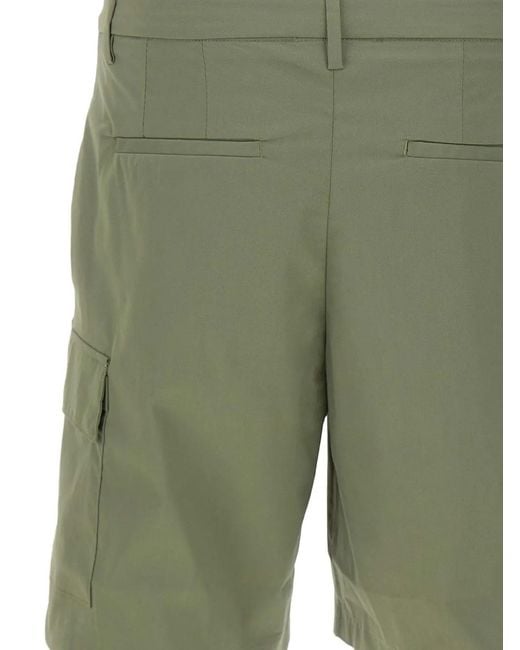 K-Way Green Cargo Pleated Shorts for men